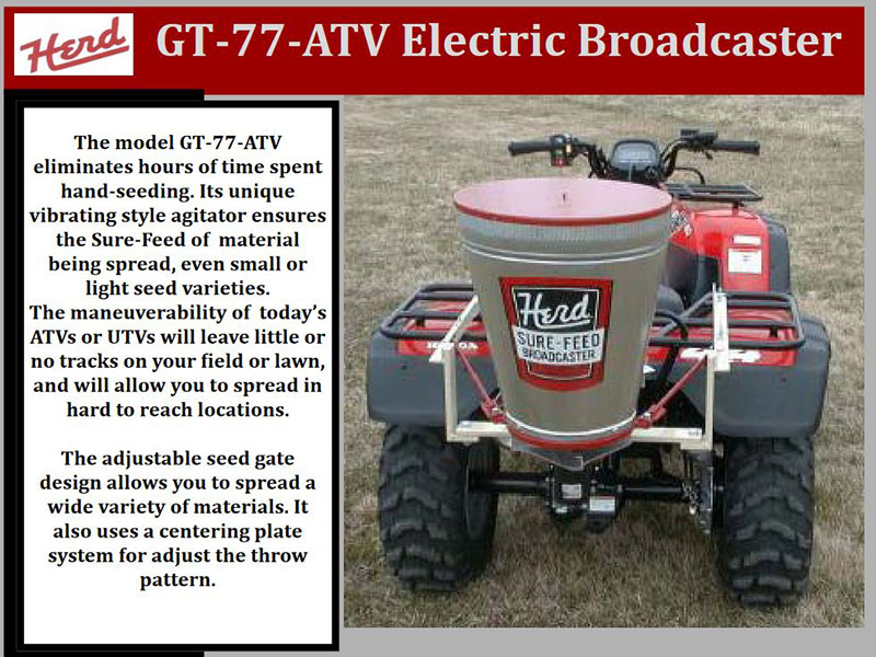 2024 HERD GT-77ATV ELECTRIC BROADCAST SEEDER/SPREADER,